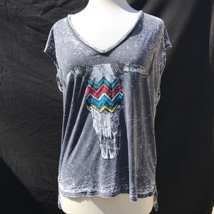 Chaser: Gray Bull Horn Acid Wash Tee